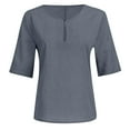 thumbnail image 5 of Fanxing Linen Shirts for Women 2025 Trendy Summer Button V Neck 3/4 Sleeve Tops Dressy Casual Gauze Blouses S-5XL, 5 of 5
