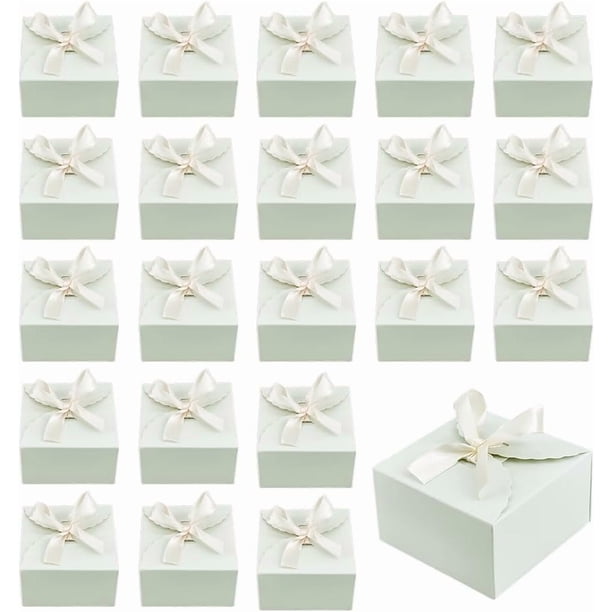 30 cajas de regalo de papel plegables para dulces, pequeñas cajas de regalo con cinta