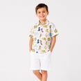 thumbnail image 4 of LittleSpring Short Sleeve Shirt Boy Hawaiian Shirts Button Down Casual Summer Clothes Cartoon Graffiti Size 6, 4 of 6