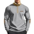 thumbnail image 2 of Men's Half Zip Stand Up Collar Warm Outdoor Sports and Leisure Hoodie for Casual Wear and Activities,Gray,L, 2 of 7