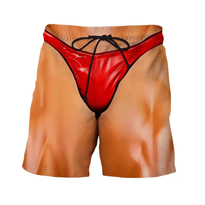 Funny Realistic Briefs Pattern Beach Shorts Fashion Trend Summer 3D Printed Swim Trunks Loose Catch Eyes Quick Dry Short Pants