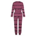 thumbnail image 5 of QUYUON Womens Pajama Set Striped Print Soft Long Sleeve Tops with Pants Two Piece Outfits for Women Tracksuit Sweat Suits Workout Jogging Sets Loungewear with Pocket Y-6 Hot Pink 3XL, 5 of 5