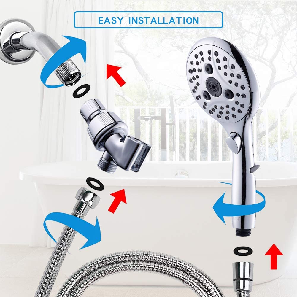 VXV Handheld Shower Head with 6 Spray Settings and Hose photo 3