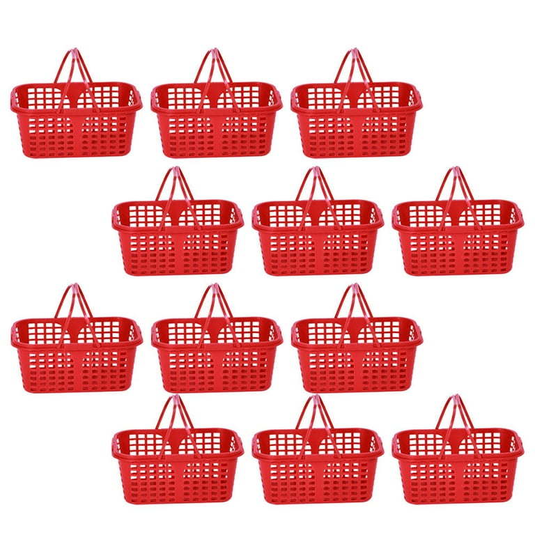 USHOBE 3pcs Storage Basket Plastic Baskets with Handles Shelf Basket  Organizer Shopping Baskets for Retail Store Small Plastic Basket Berry  Basket