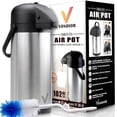 thumbnail image 2 of Airpot - Dispensador de café con bomba - Jarra de café aislada de acero inoxidable (102 oz) - Dispensador de bebidas térmicas - Urna térmica para agua fría, 2 of 7