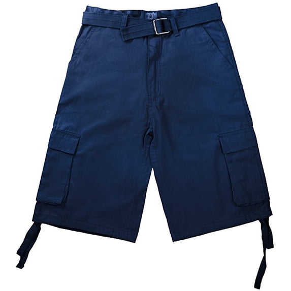 North 15 Men's Belted Clasic Cargo Pockets Twill Shorts-4550-Nv-40