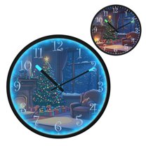 Voice Activated Clock with Glow Light 12 Inch Large Silent Wall Clock Battery Operated for Home Decor Christmas Decorated Living Room