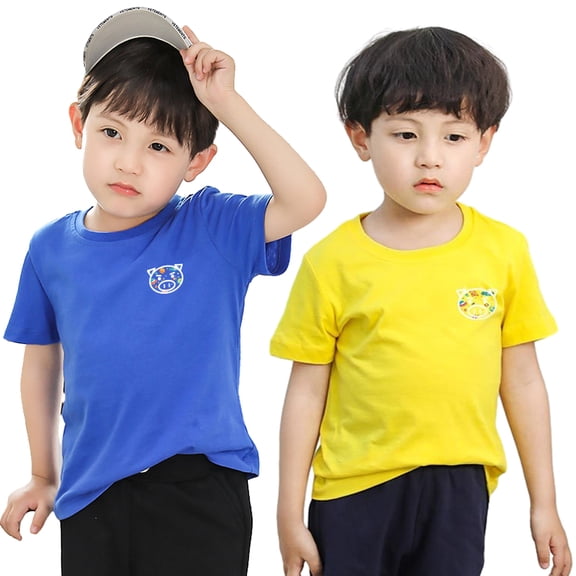 Kkkded Toddler Kids Boys Short Sleeve Shirts Pullover T-Shirts Tops Baby Boys Casual Cotton Tees Tops for 1-10 Years
