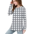 thumbnail image 6 of YUNAFFT Girls Checkered Long Sleeve Round-Neck Blouse Cotton-Like Stretch Side Slits Casual Top 2-12Y, 6 of 6