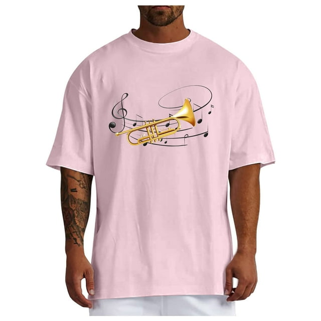 Xdzjlr Chemise Homme Usage Quotidien Col Rond Imprimé Instrument Unique Décontracté Polyvalent Toutes Saisons Haut Mode T-Shirts Chemises pour Hommes