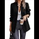 thumbnail image 1 of Chaqueta Blazer Informal de Oficina para Mujer, de Larga, con Solapa y Abertura Frontal. Negro L, 1 of 8