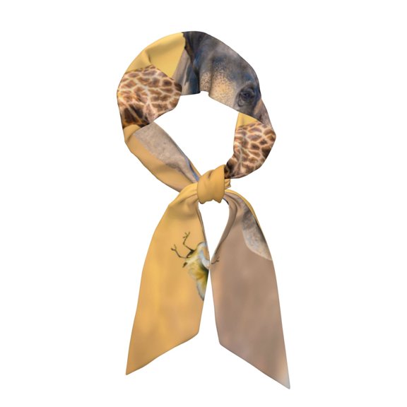 Wukai Vintage Wildlife Protection Print Hair Scarf for Women Fashion Silky Satin Headscarf Wrap Breathable Lightweight Neck Scarves For Handbag Accessories