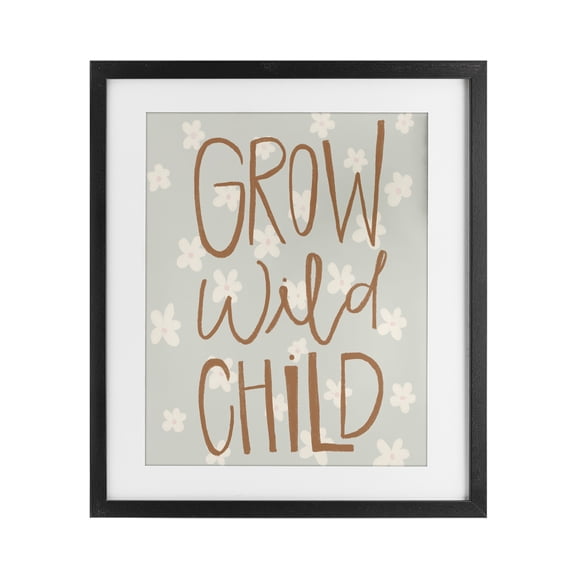 Grow Wild Child Flowers Black Framed Print Under Glass, design by Katie Griggs
