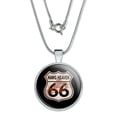 thumbnail image 1 of Hawg Heaven Route 66 Highway Hog Biker Motorcycle 1" Pendant with Sterling Silver Plated Chain, 1 of 4