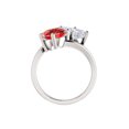 thumbnail image 2 of Two Stone CZ Ruby Engagement Ring 925 Sterling Silver, 2 of 5