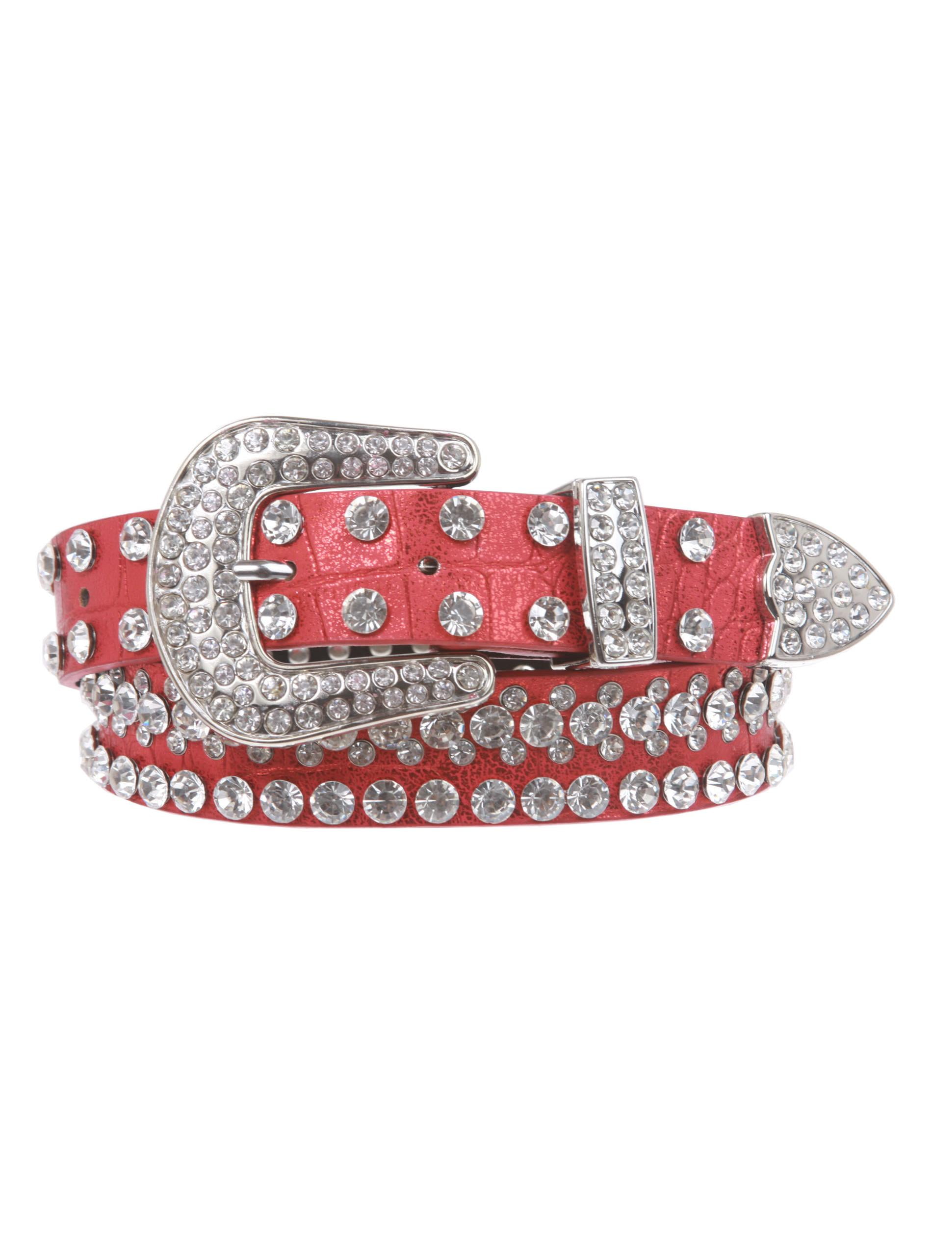 27 mm Kids 1 1//16 Western Cowgirl Rhinestone Studded Skinny Belt