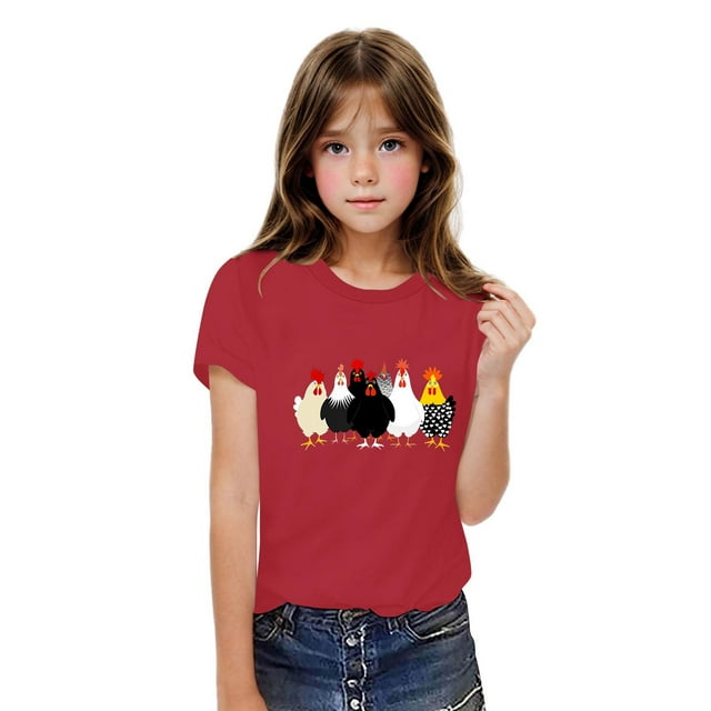 Rbaofujie T-Shirts Graphiques pour Tout-Petites Filles T-Shirts Imprimé de Lettres Été Décontracté Manches Courtes Col Rond Haut Mignon