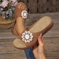 thumbnail image 2 of CYMMPU Women's 3D Floral Decor Wedge Slide Sandals, Hollow Open Toe Slip On Summer Casual Footwear Brown 38, 2 of 6