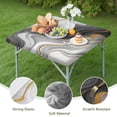 thumbnail image 4 of Gray White Gold Marble Pattern Square Fitted Tablecloth with Elastic Edge,Square Table Cover,Washable Elastic Table Cover for Home Kitchen Party Decor 36"x36", 4 of 6