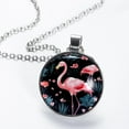 thumbnail image 2 of Flamingo Elegant Women's Glass Circular Pendant Necklace - Stylish Necklaces for Women, 2 of 5