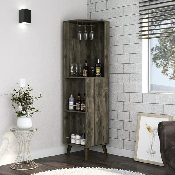 Engineered Wood Dark Brown Storage Cabinet With Two Drawers 80.53 Lb External Shelves