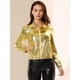 thumbnail image 2 of Chaquede chándal pamujer Chaquemetálide manlarbrillante holográficon cremalleen parte delanteOro amarillo XL, 2 of 7