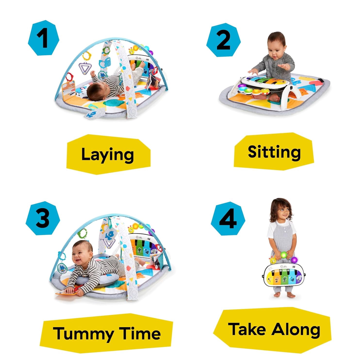 4-in-1 Kickin' Tunes Music and Language  Gym and Piano Tummy  Activity Mat