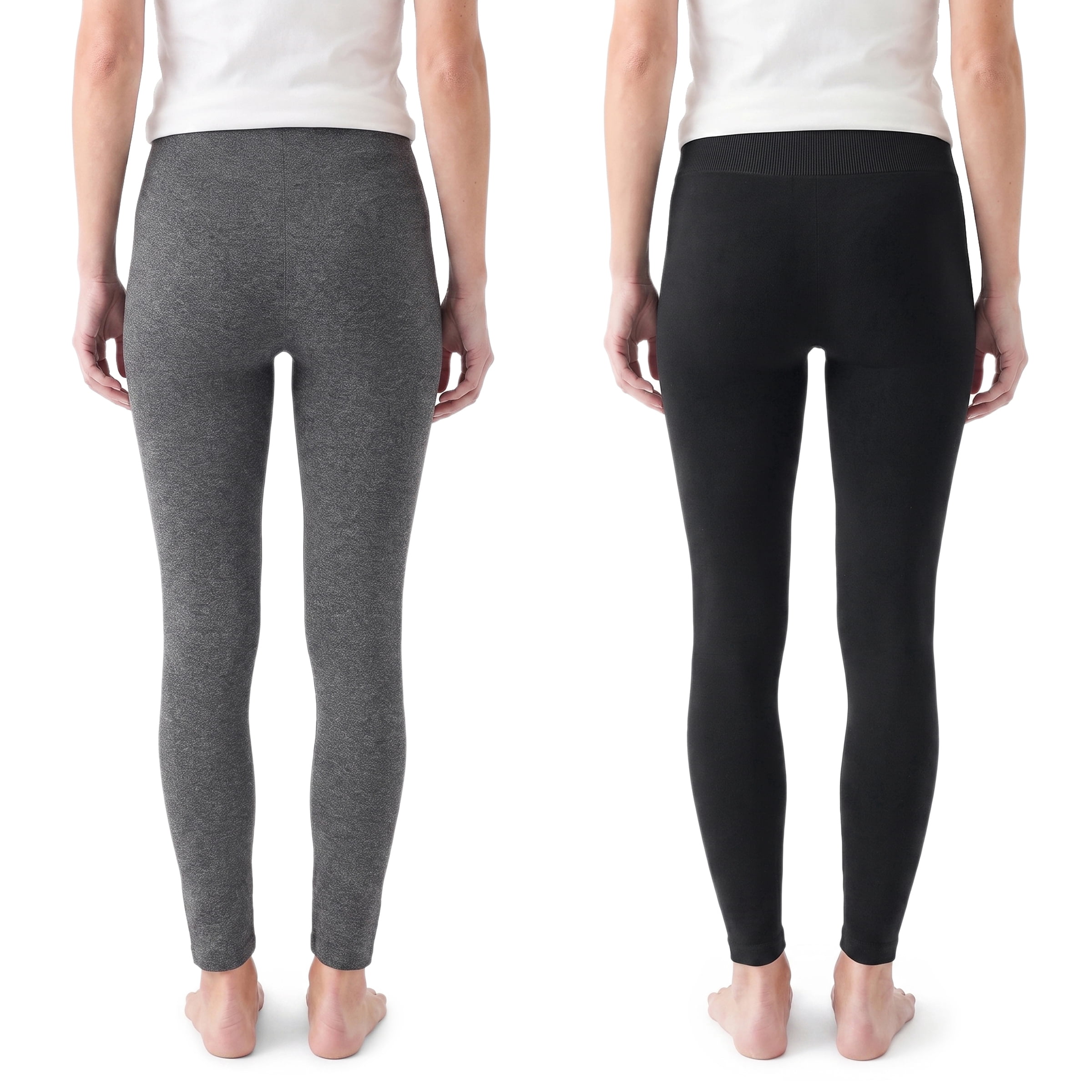 MUK LUKS Women's Jersey Fleece Lined High Waist Leggings, Sizes S/M to 1X/2X, 2-Pack