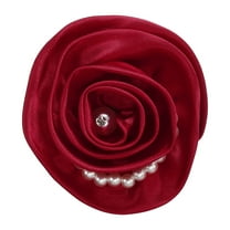 Uxcell Fabric Flower Brooches Exquisite Silk Pearl Rose Corsage Floral Pins for Women Wine Red