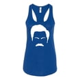 thumbnail image 2 of Wild Bobby, White Parks and Rec Fans Ron Swanson Mustache Face Silhouette, Pop Culture, Women Racerback Tank Top, Royal, X-Large, 2 of 4