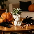 thumbnail image 7 of Ceramic Skull Planters, White Skeleton Bust Flower Pots, Halloween Tabletop Decor for Small Plants, 7 of 7