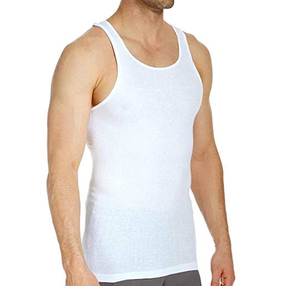 Stafford Men's Ultra Soft A-Shirts 100% Cotton White (Pack of 4) (L)