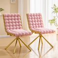 thumbnail image 5 of Set of 2 Modern Pink Bubble Tufted Velvet Dining Chairs with Polished Gold Metal Legs, 5 of 10