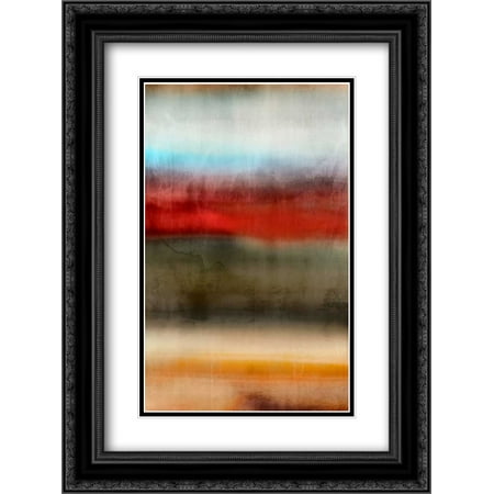 Washed Black Colour - Tribal Colour Wash I 2x Matted 18x24 Black Ornate Framed Art Print by PI Studio