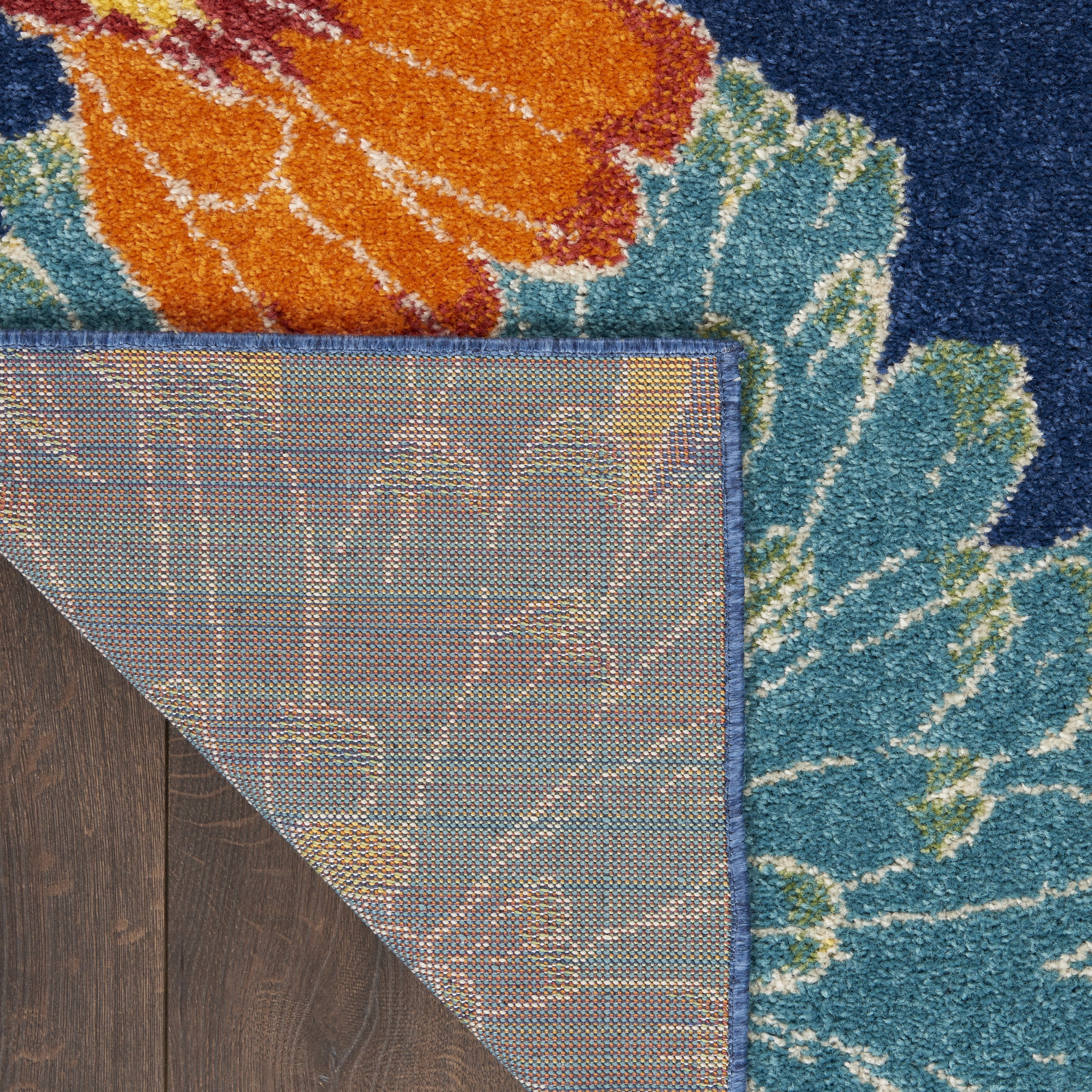 Nourison Allur Modern Floral Navy Multicolor 4' x 6' Area Rug, (4' x 6')