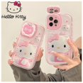 thumbnail image 2 of Funda de teléfono Hello Kitty para iPhone 12, 12pro Max, 11, 13 pro Max, 11pro Max, X, XSMAX, XR, Kawaii, maquillaje, espejo, soporte a prueba de golpes, 2 of 4