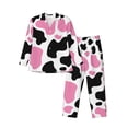 thumbnail image 1 of Fotbe Cow Spots Pijama de Hombre con Estampado de Manga Larga, Conjunto de 2 Piezas, Ropa de Dormir Suave y Cómoda con Bolsillos-XX-Large, 1 of 7