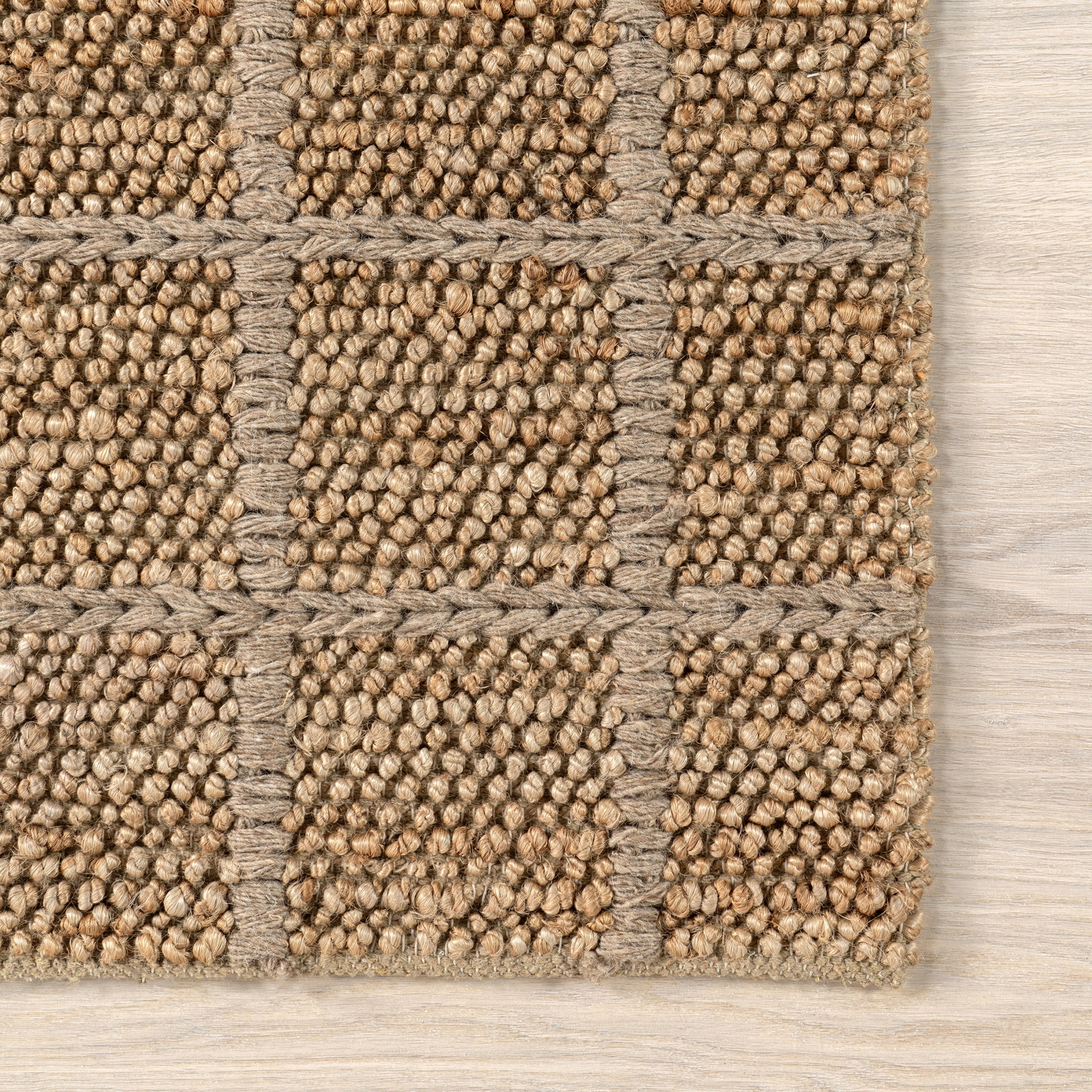 Rugs USA Penni Checked Jute and Wool Area Rug, 9' 6" x 13' 6", Penni Natural