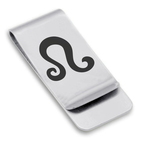 Stainless Steel Leo Zodiac Sign (Lion) Classic Slim Money Clip Credit Card Holder