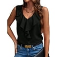 thumbnail image 2 of Women'S Ruffle Sleeveless Tops Dressy Casual Business Work Blouses Office V Neck Chiffon Shirts Summer 2026 Black XL, 2 of 9