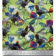 thumbnail image 1 of Soimoi Polyester Crepe Fabric Floral & Cock Watercolor Fabric Prints by Yard 42 Inch Wide, 1 of 3