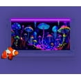 thumbnail image 4 of Blacklight Colorful Mushroom Black Light Aquarium Background UV Background Starry Sky Moonlight Terrarium Background with 10 EVA Double-Sided Tape, 24X12IN, 4 of 5