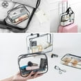 Luxtrada 3 Piece Clear PVC Makeup Bag Set with Handle for Travel, Toiletry Organizer, Sizes
