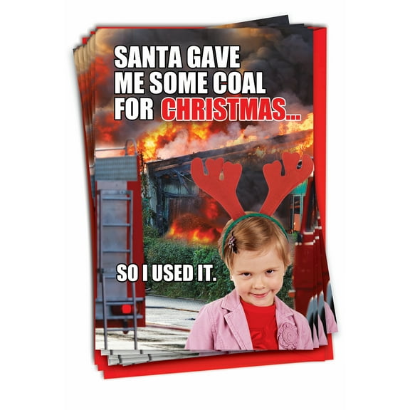 12 Funny Christmas Cards Pack (1 Design, 12 Cards) - Coal for Holiday B1850