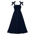 thumbnail image 6 of ITSAME Girls Smocked Slip Dress Square Neck Flowy Ruffle High-Low Hem Wedding Pageant Party Ball Gown Navy Size 10, 6 of 6