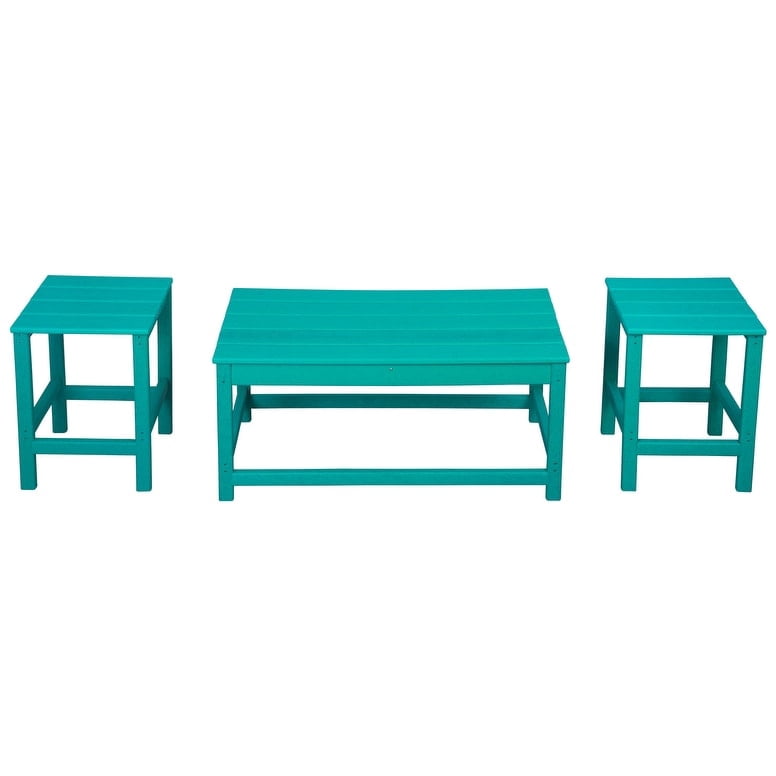 Polytrends  Laguna Hdpe All Weather Outdoor Patio Coffee And Side Tables (3-Piece Set) Turquoise
