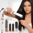 thumbnail image 5 of 5-in-1 Hair Dryer & Styling Tool – Negative Ion Hair Curler with Auto-Air Curling Comb, Hot Air Brush & Straightener, Multi-Function Hair Styling Device-White-golden, 5 of 5
