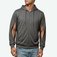 thumbnail image 6 of TSHXS Zip Up Hoodie for Men Long Sleeve Hooded Sweatshirt with Side Zipper Cutout Outerwear, 6 of 9