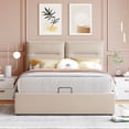 thumbnail image 2 of Kidkapers Beige Full Storage Bed - Lift-Up Modern Upholstered Frame with Hydraulic Storage, Heavy Duty Support, 2 of 5