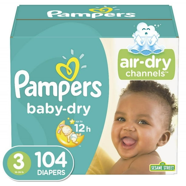 Pampers Baby-Dry Extra Protection Diapers, Size 3, 104 Ct